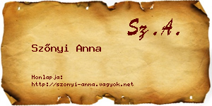 Szőnyi Anna névjegykártya